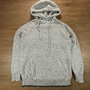 Roots Hoodie Men's Medium Salt & Pepper Knit Pullover Kangaroo Pocket